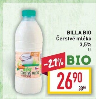 Mléko čerstvé Naše Bio Billa - 3,5% plnotučné