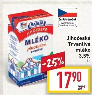 Mléko trvanlivé Jihočeské Madeta - 3,5% plnotučné