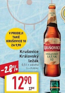 Pivo světlé Královský ležák 12° Krušovice