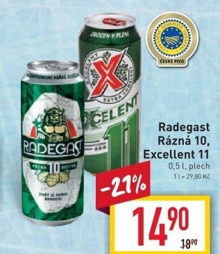 Pivo světlé výčepní Rázná 10° Radegast