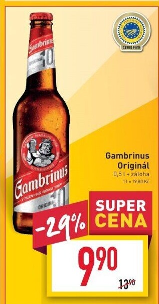 Pivo světlé výčepní Originál 10° Gambrinus