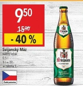 Pivo světlý ležák 11° Svijanský Máz Svijany