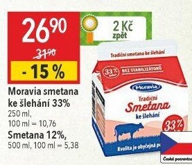 Smetana ke šlehání 33% Moravia