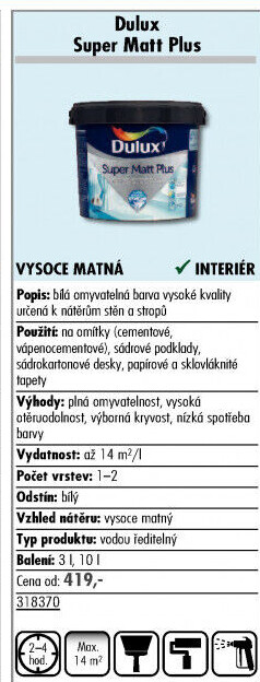 Barva interiérová Super Matt Plus Dulux