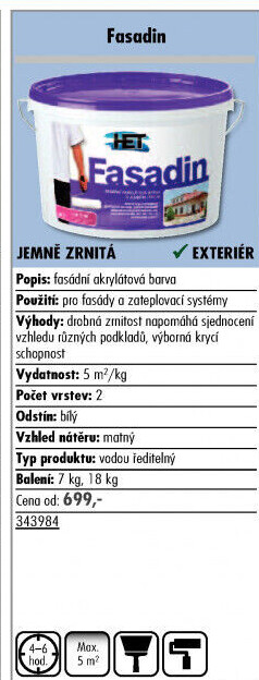 Fasádní akrylátová barva Fasadin Het