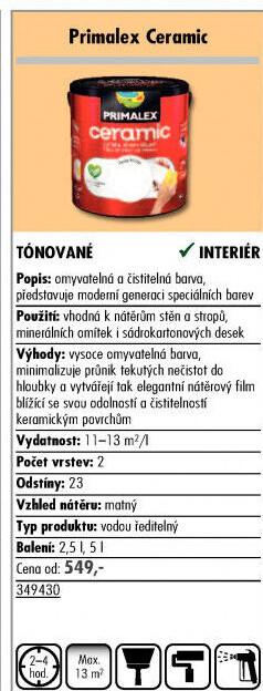 Interiérová barva Primalex Ceramic