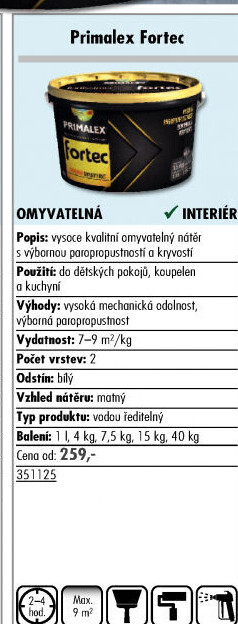 Interiérová barva Primalex Fortec