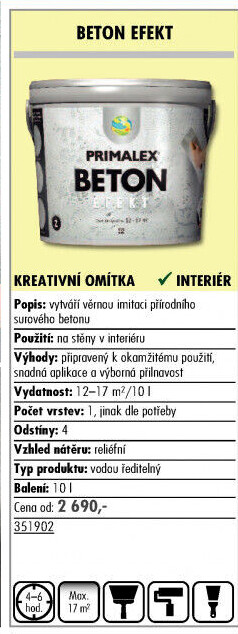 Stěrková omítka Primalex Beton Efekt