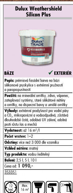 Tónovatelná fasádní barva Weathershield Plus Dulux Trade