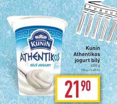 Bílý jogurt řeckého typu Athentikos Kunín