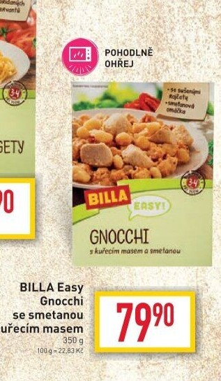 Gnocchi se smetanou a kuřecím masem Easy Billa
