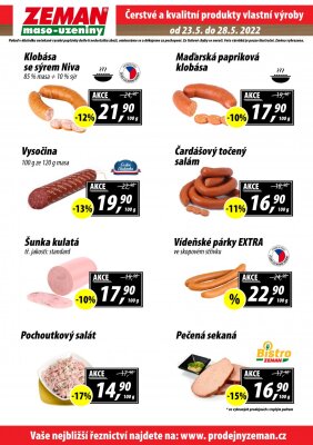 akční leták ZEMAN maso - uzeniny 23.5.2022-28.5.2022