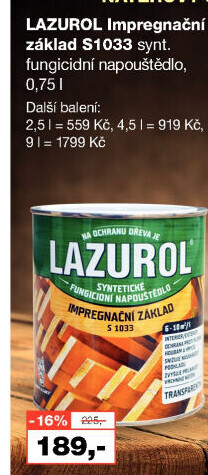Impregnační základ na dřevo Lazurol
