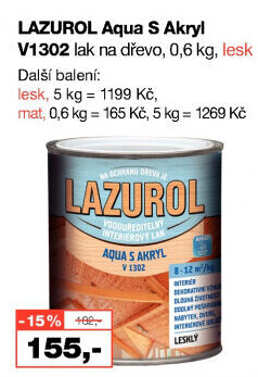 Lak na dřevo Aqua S Lazurol