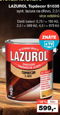 Lazura na dřevo Topdecor Lazurol