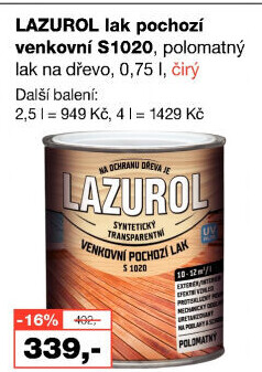 Venkovní pochozí lak Lazurol