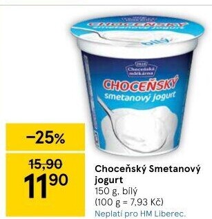 Bílý jogurt smetanový Choceňský