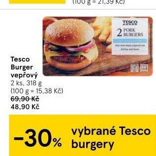 Burger vepřový Tesco