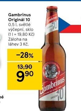 Pivo světlé výčepní Originál 10° Gambrinus