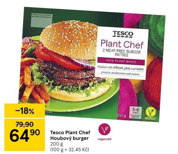 Veganský burger Tesco Plant Chef