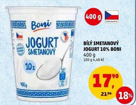 Bílý jogurt smetanový Boni