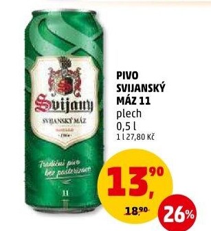 Pivo světlý ležák 11° Svijanský Máz Svijany
