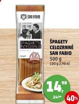 Těstoviny celozrnné San Fabio