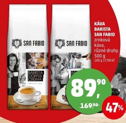 Zrnková káva Barista San Fabio
