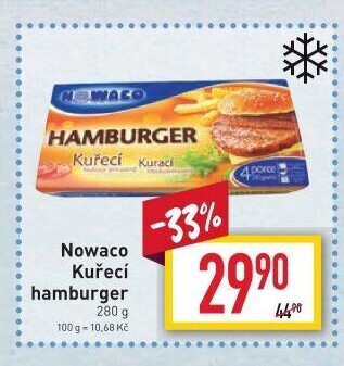 Hamburger kuřecí mražený Nowaco