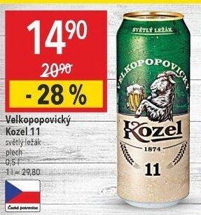 Pivo světlý ležák 11° Medium Velkopopovický Kozel