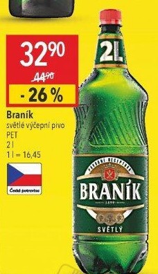 Pivo světlé výčepní 10° Braník