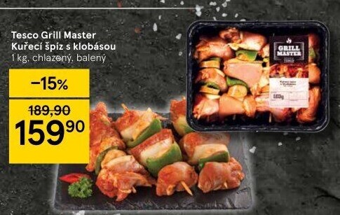 Kuřecí špíz s klobásou Grill Master Tesco