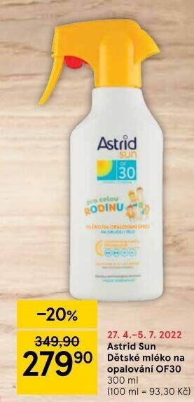 Mléko dětské na opalování ve spreji OF 30 Astrid Sun