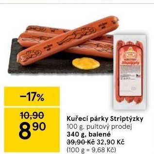 Párky kuřecí striptýzky Vodňanské kuře