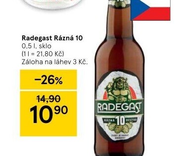 Pivo světlé výčepní Rázná 10° Radegast