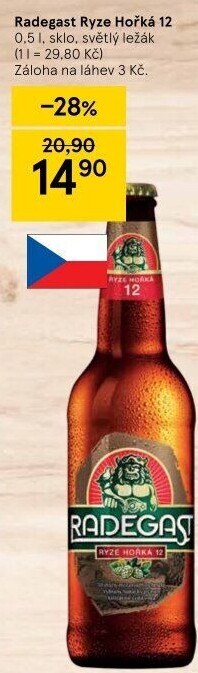 Pivo světlý ležák 12° Ryze hořká Radegast