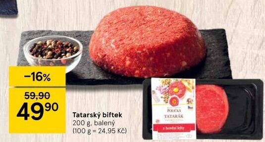 Tatarský biftek Maso uzeniny Polička