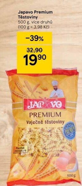 Těstoviny Premium Japavo
