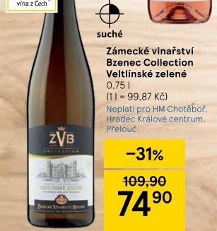 Víno Veltlínské zelené Collection Zámecké vinařství Bzenec