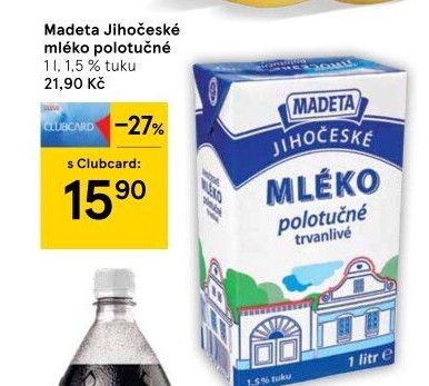 Mléko trvanlivé Jihočeské Madeta - 1,5% polotučné