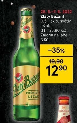 Pivo světlý ležák 12° Zlatý Bažant
