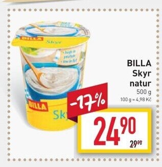 Dezert zakysaný bílý Skyr Billa