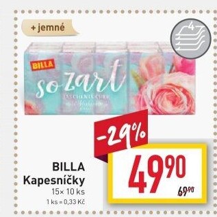 Kapesníčky papírové 4vrstvé Billa