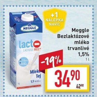 Mléko trvanlivé bez laktózy Meggle - 1,5% polotučné