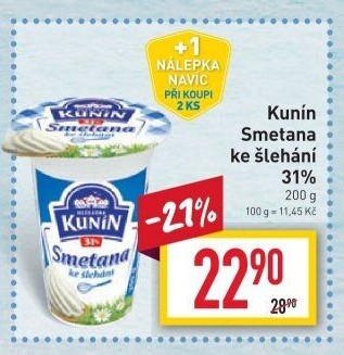 Smetana ke šlehání Kunín 31%