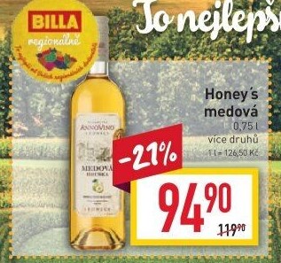 Vinný nápoj medový ovocný Vinařství Annovino Lednice
