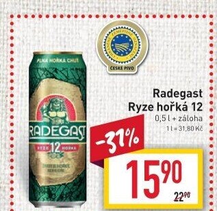 Pivo světlý ležák 12° Ryze hořká Radegast