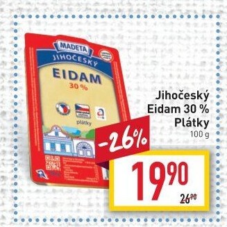 Sýr Eidam Jihočeský 30% Madeta