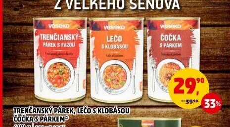 Párek trenčanský s fazolí Veseko