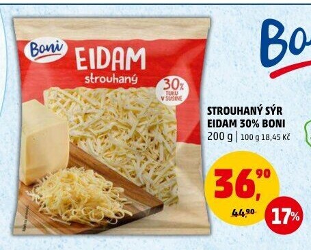 Sýr Eidam 30% strouhaný Boni